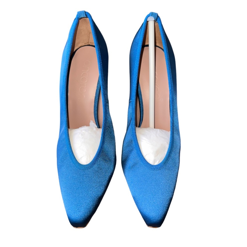 Daniele Ancarani🦎Blue Satin Pumps Pointed Toe Heels🌵 - Picture 2 of 8